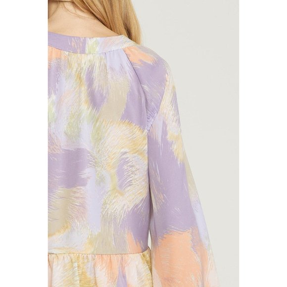 Entro V-Neck Tiered Top, Lavender - Picture 7 of 7